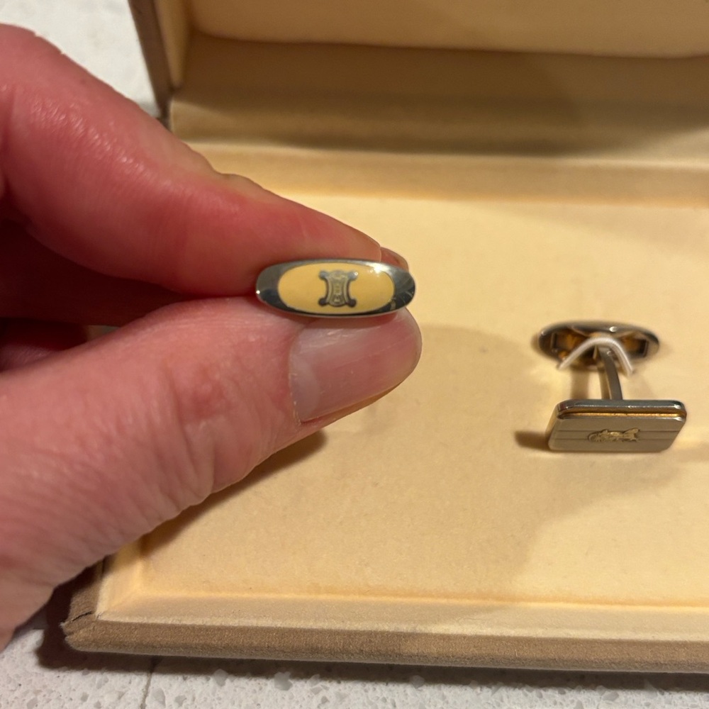 Celine Gold and Tan Cufflinks - Picture 4 of 7
